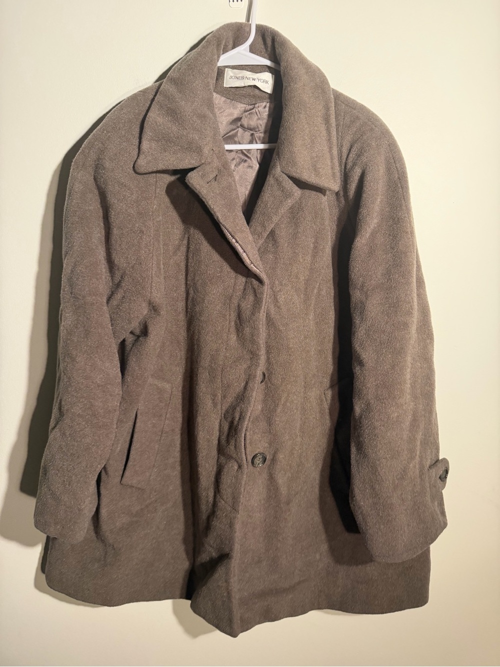 Jones New York Men's Taupe Suede-Style Pea Coat